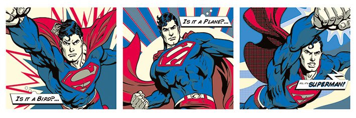 Superman Pop Art Triptych Slim Poster