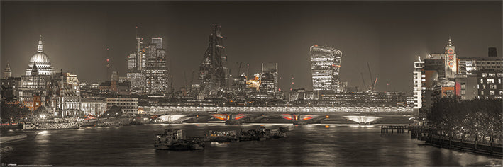 London Skyline Above The Thames Panoramic Slim Poster