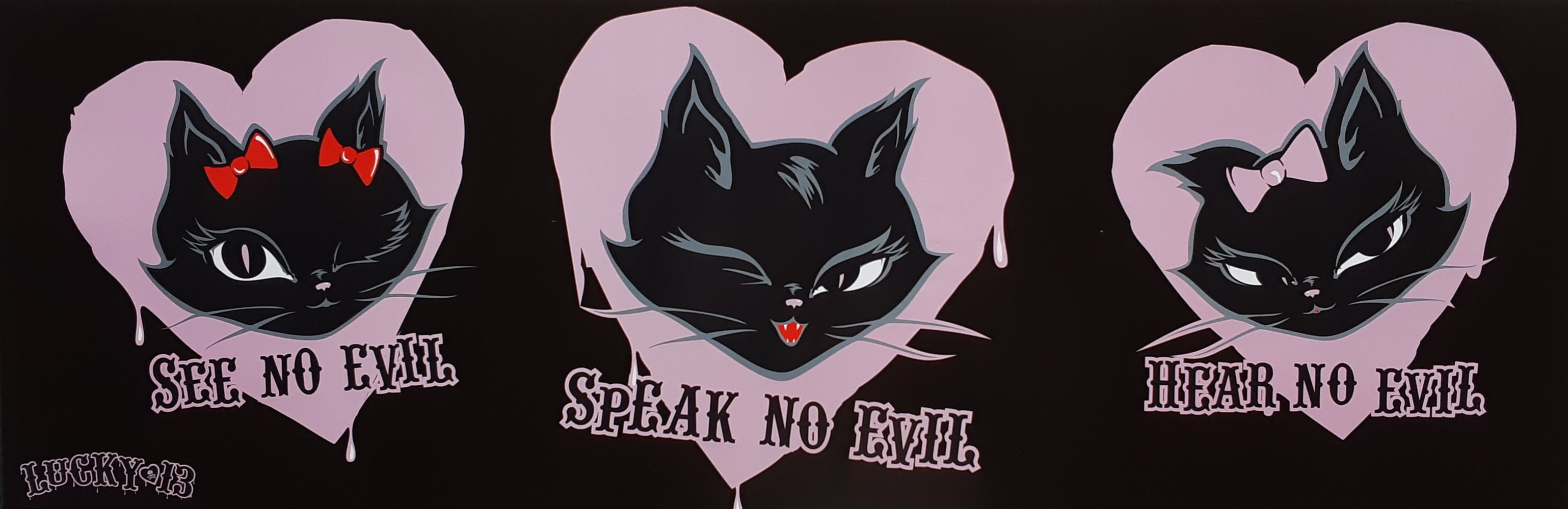 Lucky 13 Cats See No Evil Speak No Evil Hear No Evil Slim Poster