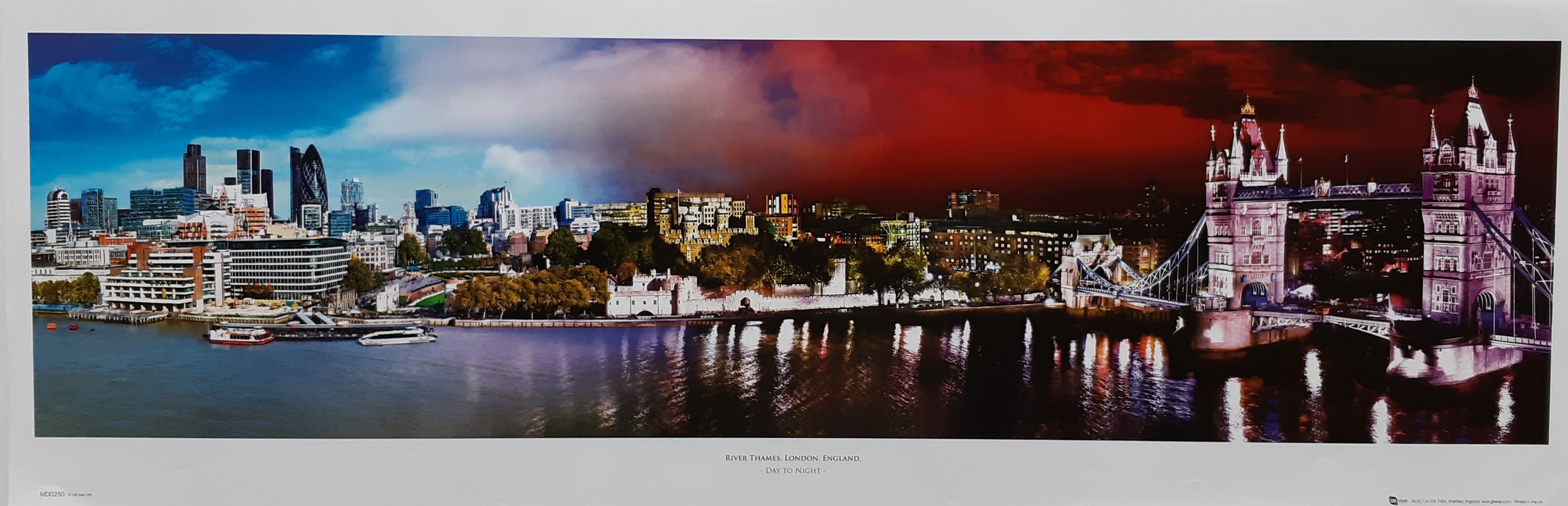 London Day To Night Panoramic Slim Poster