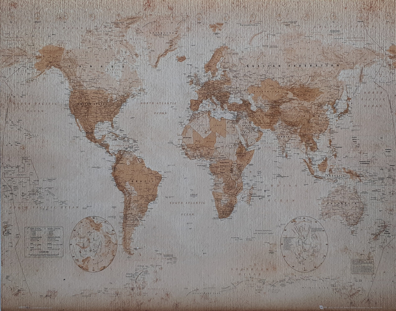 World Map Antique Style 40x50cm Mini Poster