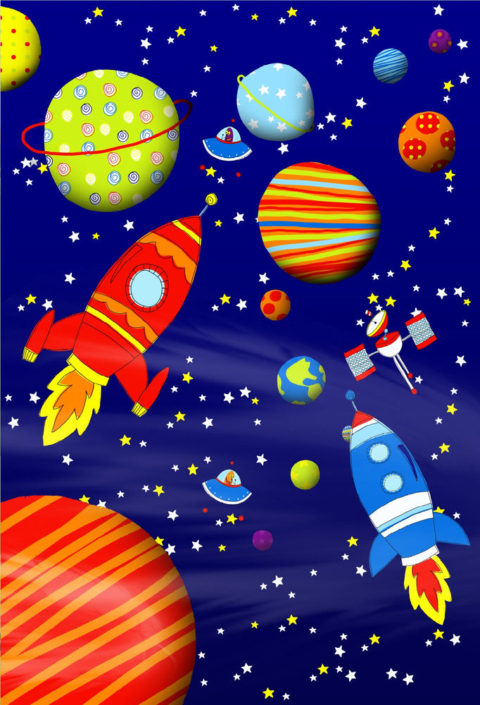 Outerspace Kids Colour Montage 1.58m x 2.32m 2 Piece Medium Wallpaper Wall Mural