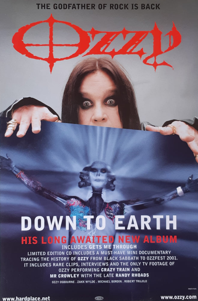 Ozzy Osbourne Down To Earth 2001 Album UK Promo Poster Blockmount
