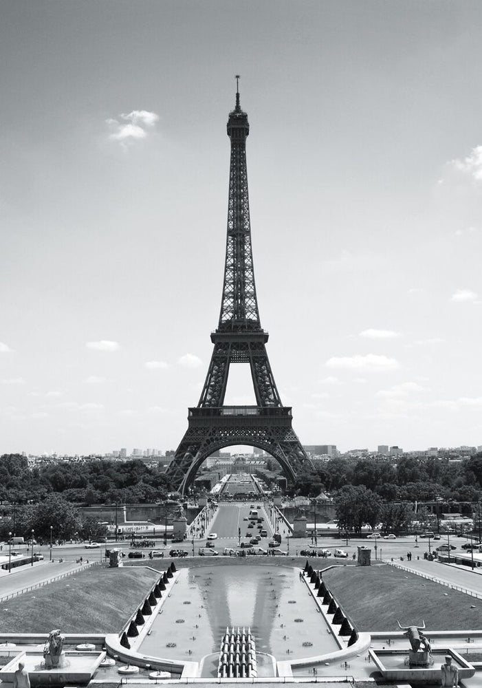 Paris Eiffel Tower B&W 1.58m x 2.32m 2 Piece Medium Wallpaper Wall Mural