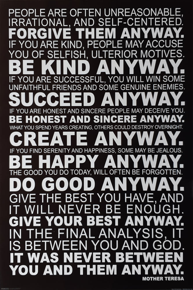 Mother Teresa Anyway Quotes Motivational Maxi Poster