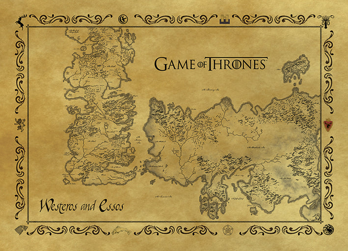 Game Of Thrones Antique Map Postcard