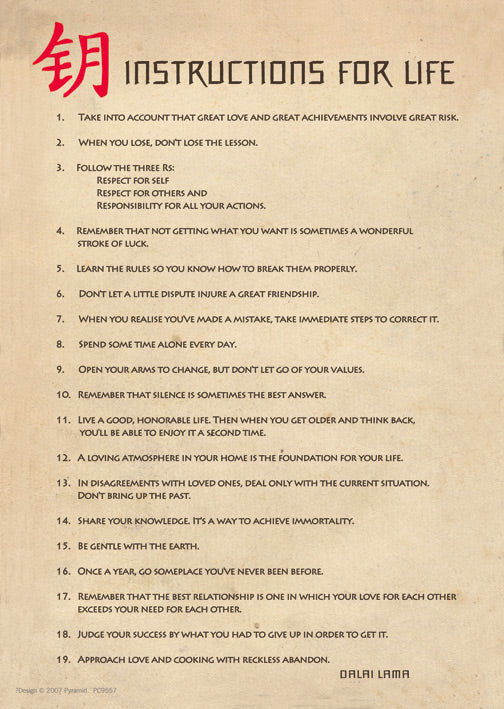 Instructions For Life Dalai Lama Postcard