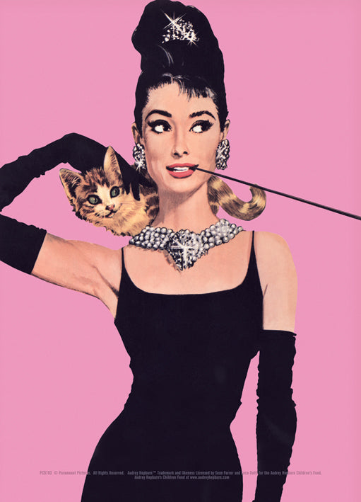 Audrey Hepburn Breakfast At Tiffany's Pink Postcard