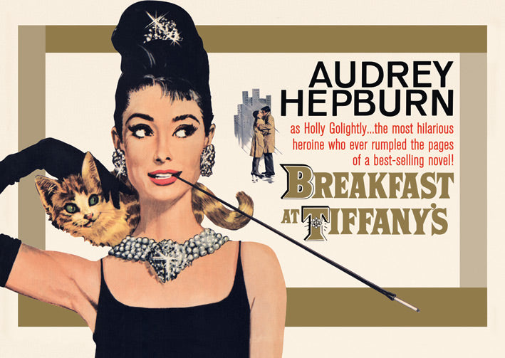 Audrey Hepburn Breakfast At Tiffany's Gold Postcard