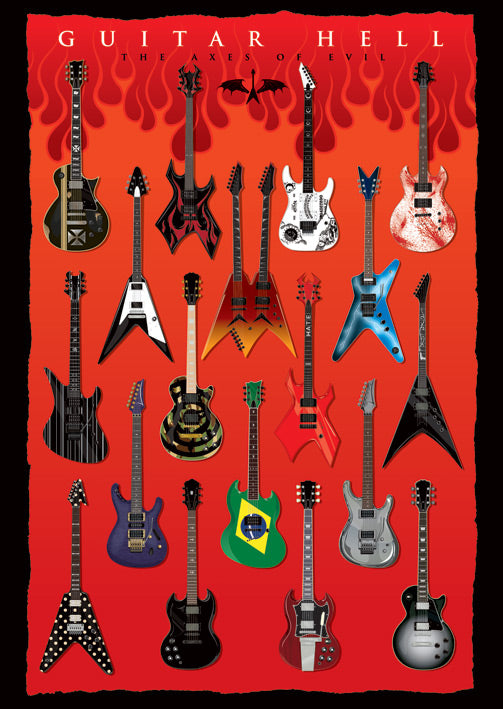 Guitar Hell Montage Axes Of Evil Postcard