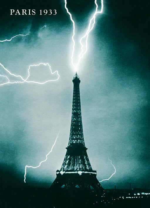 Eiffel Tower Lightning Strike 1933 Vintage Maxi Poster