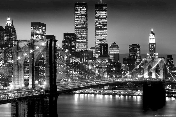 New York Manhattan Brooklyn Bridge Black And White 100x140cm Giant Poster