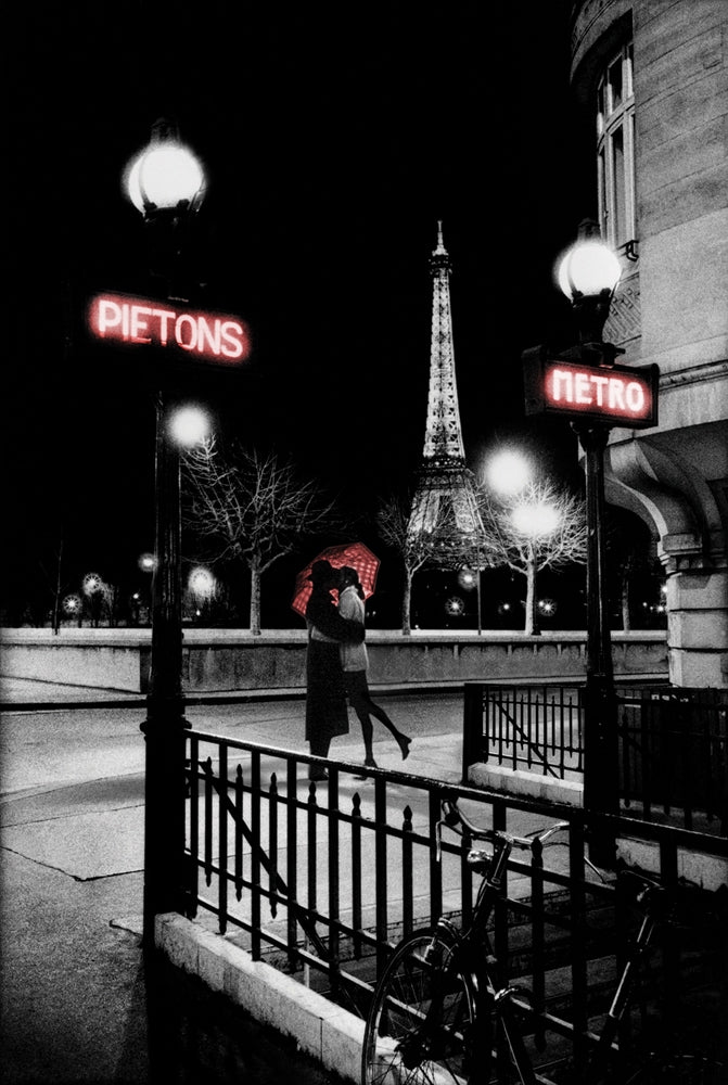Paris Metro And Eiffel Tower At Night Maxi Poster