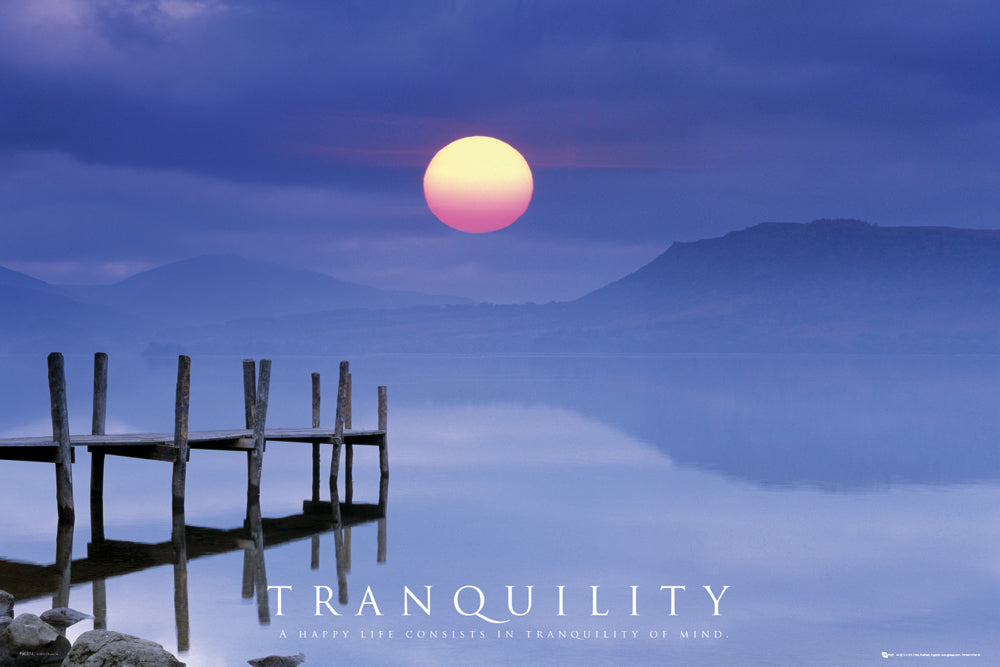 Tranquility Lake Jetty With Quote Maxi Poster