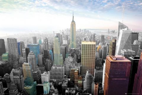 New York Cityscape Colour Tinted Maxi Poster