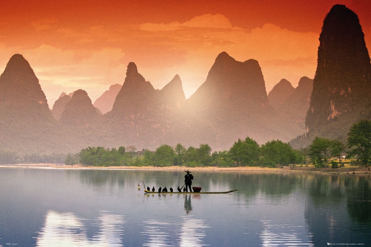 Li River And Karst Mountains Guangxi China Maxi Poster