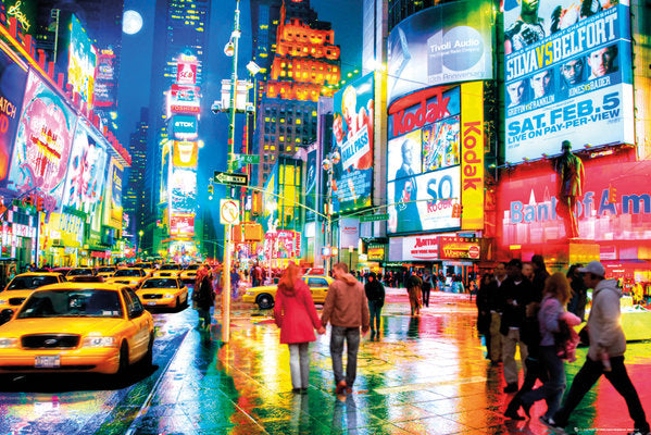 New York City Times Square Footpath Colour Maxi Poster