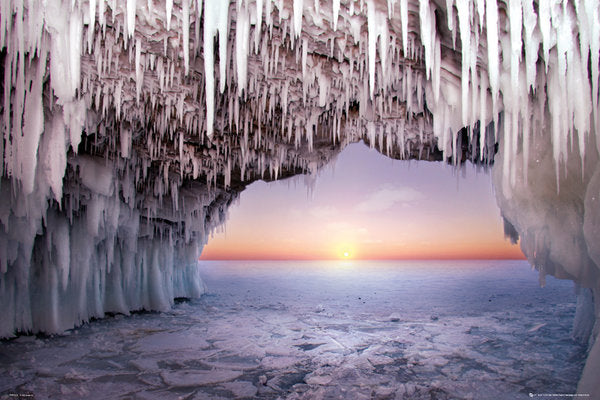 Ice Cave Sun On Horizon Maxi Poster