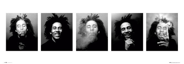 Bob Marley Smoking And Smiling Faces Montage 33x95cm Art Print