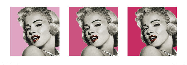Marilyn Monroe Pink Triptych 33x95cm Art Print