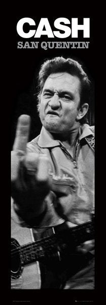 Johnny Cash San Quentin Finger Black And White 33x95cm Art Print