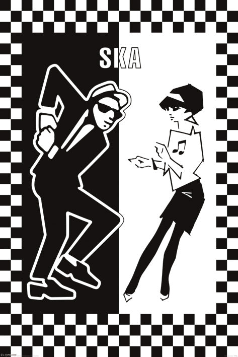 Ska Dancing Couple Black And White Maxi Poster Blockmount