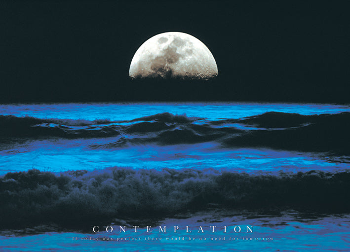 Contemplation The Moon Over Waves 100x140cm Inspirational Giant Poster