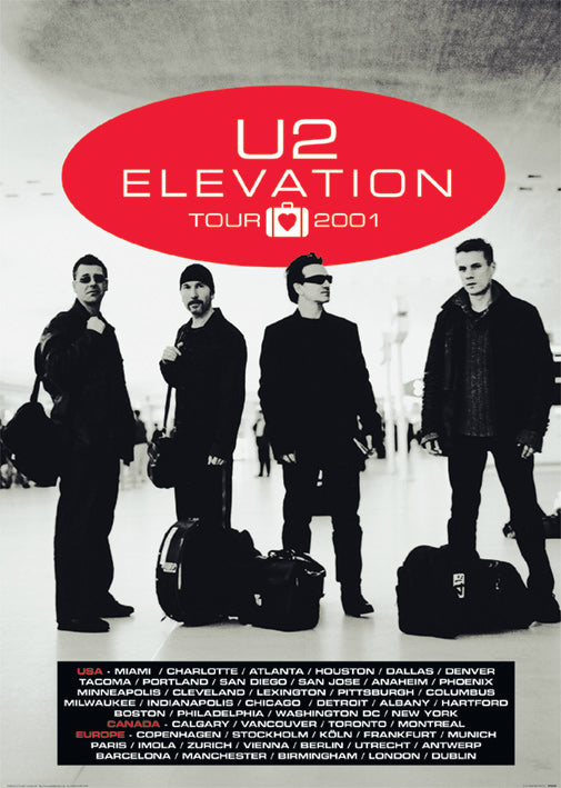 U2 Elevation Tour 2001 USA Canada Europe 100x140cm Vintage Giant Poster