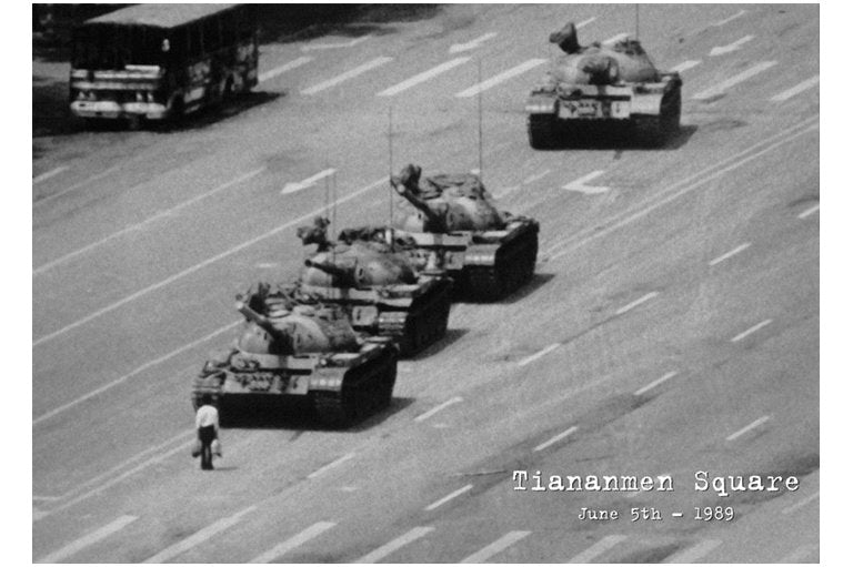 Tiananmen Square 5th June 1989 Black And White Maxi Poster
