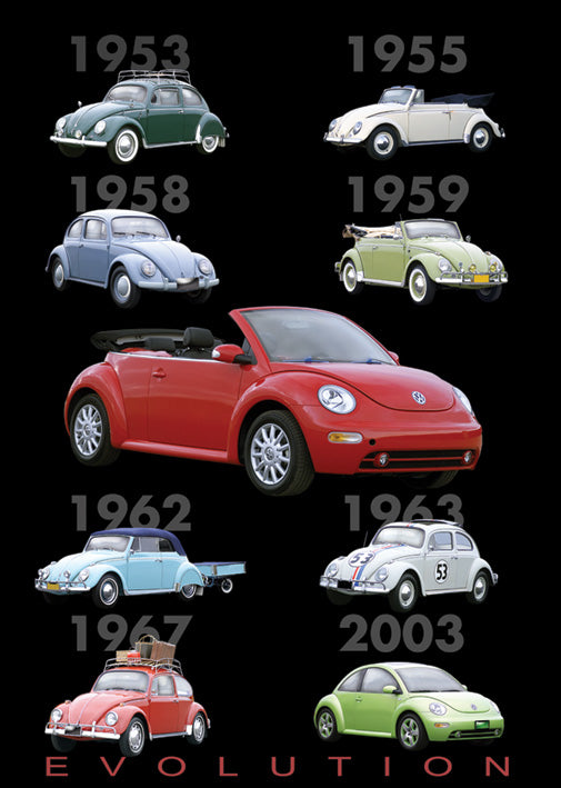 VW Beetle Bug Evolution 1953 - 2003 Vintage Maxi Poster