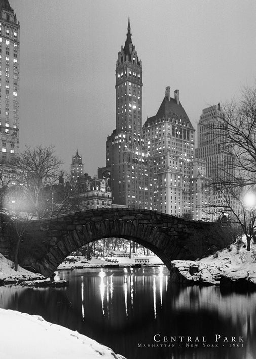 Central Park Manhattan New York Winter 1961 Black And White 100x140cm Giant Poster