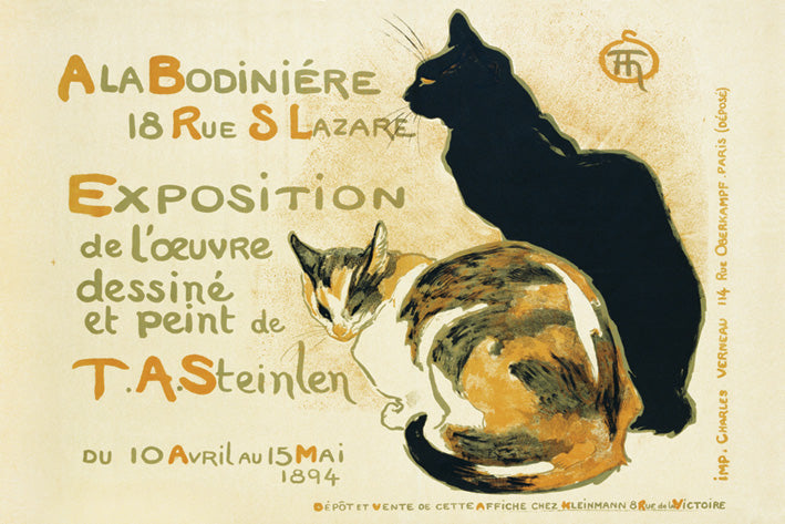 A la Bodiniere ~ Exposition Steinlen Cats 1894 Maxi Poster