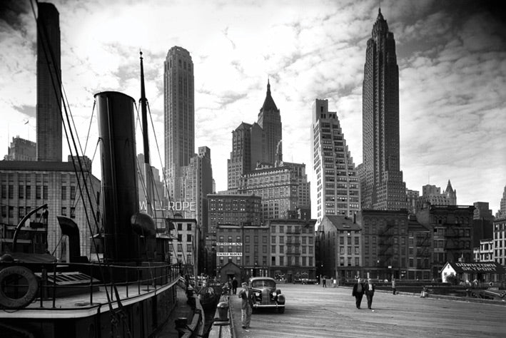 New York City Pier 1937 Vintage B&W Maxi Poster