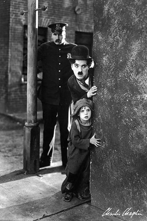 Charlie Chaplin And The Kid B&W Maxi Poster