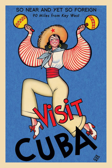 Visit Cuba Vintage Travel Maxi Poster Blockmount
