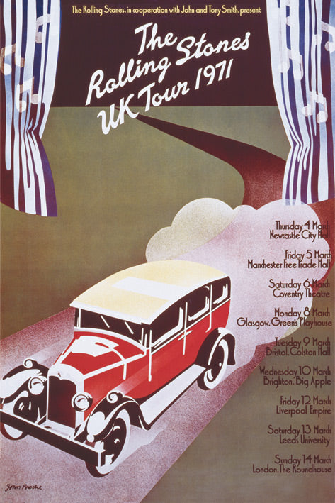 The Rolling Stones UK Tour 1971 Car Maxi Poster Blockmount