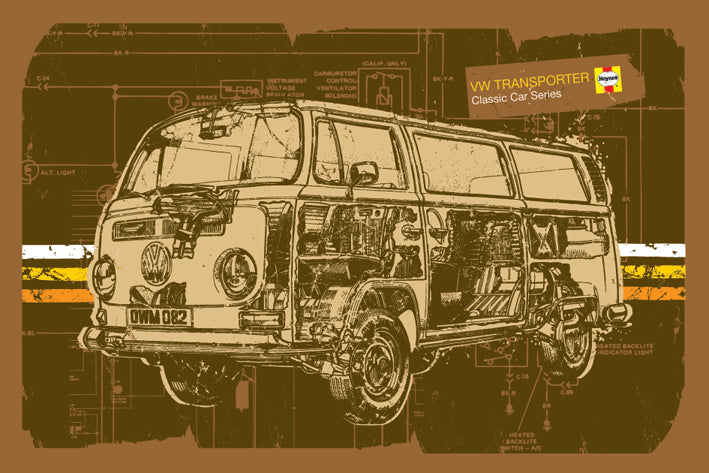 Haynes VW Transporter Cutaway Brown Maxi Poster
