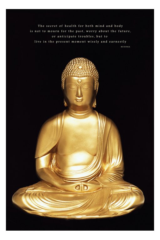 Golden Buddah And Quote Maxi Poster