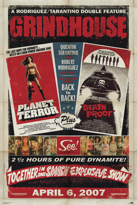 Grindhouse Rodriguez Tarantino Double Feature Maxi Poster Blockmount