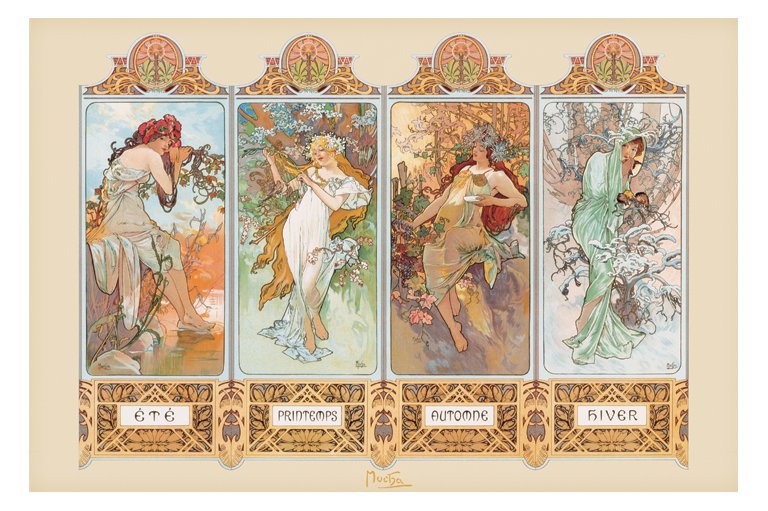 Mucha Four Seasons Art Maxi Poster