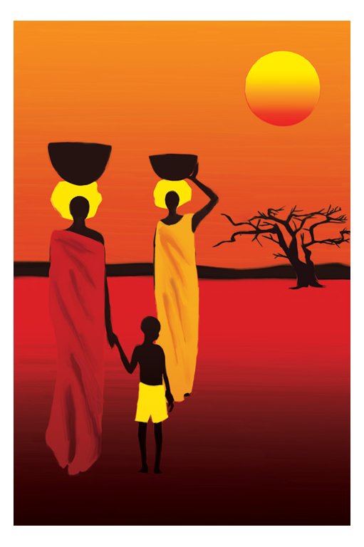 African Savanna Women At Sunset Maxi Poster