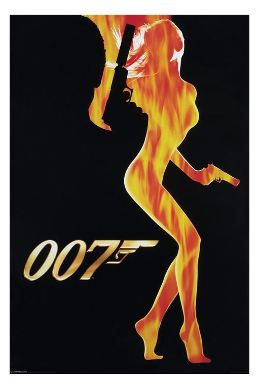 James Bond Flame Girl Maxi Poster Blockmount