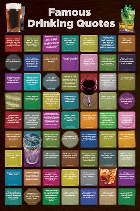 Famous Drinking Quotes Montage Humour Maxi Poster