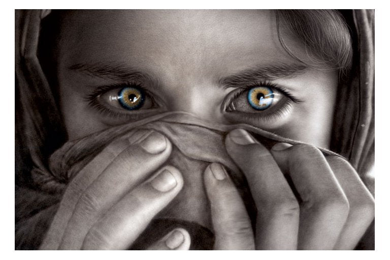 Afghan Girl Eyes Maxi Poster Blockmount
