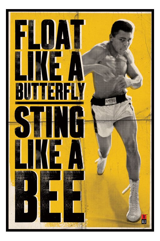 Muhammad Ali Float Like A Butterfly Yellow Maxi Poster