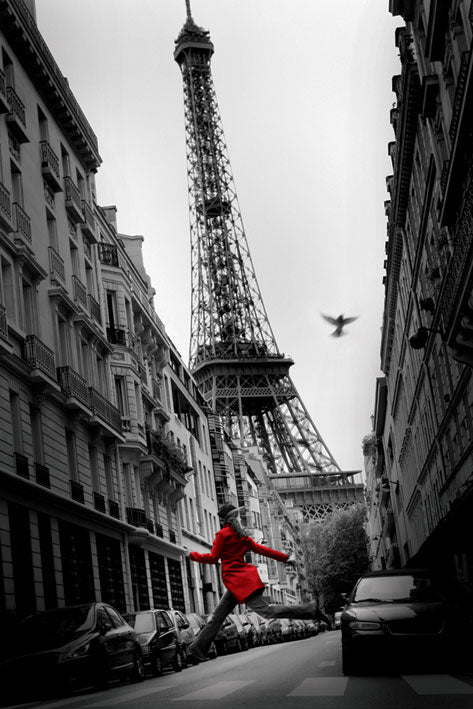 Eiffel Tower And Red Jacket Maxi Poster