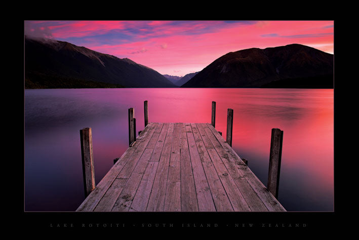 Sunset Over Lake Rotoiti Nelson Maxi Poster Blockmount