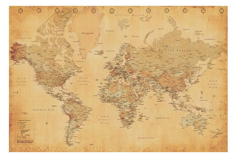 World Map Vintage Style Maxi Poster