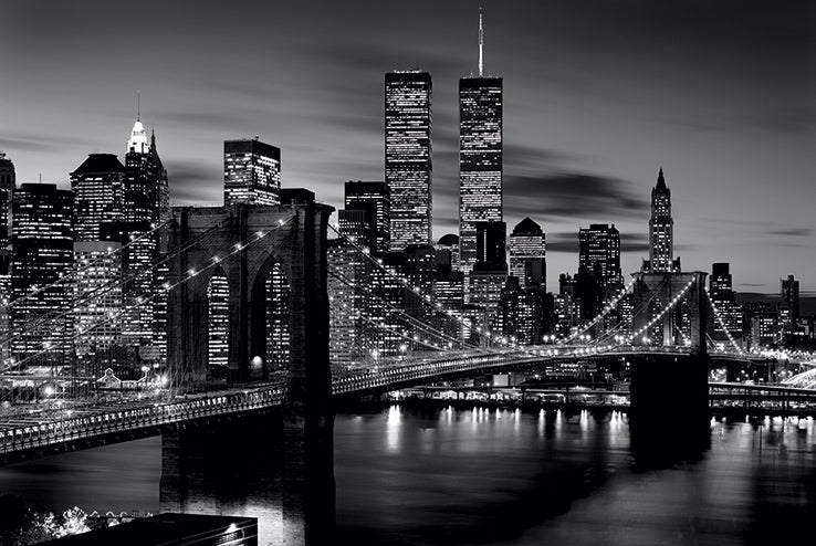 New York Brooklyn Bridge Black And White Maxi Poster
