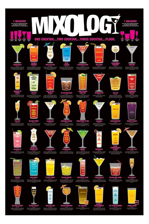 Mixology 48 Cocktail Recipes Maxi Poster
